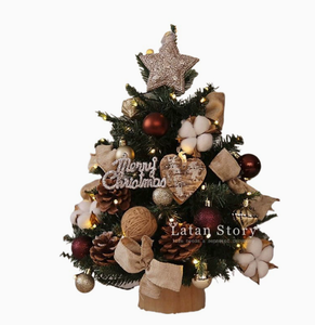 DAMAI Merry Christmas Mini <b>Lighted</b> Christmas <b>Tree</b> With Butterflies for Christmas <b>Tree</b> Solid Wood Base for Home Desktop Ornament - Product Image 5