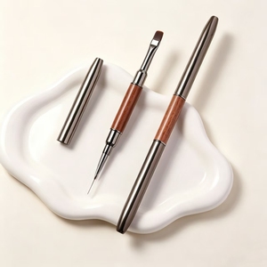 KOUYA BEAUTY Pincel de uñas de doble punta con mango de madera, pinceles de gel de doble punta para manicura, venta al por mayor para salones de uñas - Product Image 5