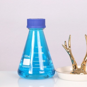 Konische Blaue Kappe Versiegelte Borosilikatglas-Laborreagenzflasche Transparente Erlenmeyerkolben-Flasche Graduiert 250mL - Product Image 2