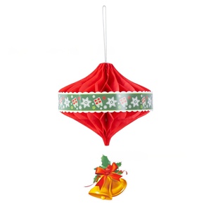 Decoración Navideña de Panal de Abeja Rojo, Blanco y Verde, Decoración de Copos de Nieve, Adornos de Papel de Panal de Abeja de Papá Noel - Product Image 3