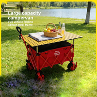 Chariot de camping pliable d'extérieur, chariot utilitaire pliable, roues tout-terrain, chariot portable pour pique-nique, plage, pêche