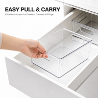 Boîtes de rangement empilables transparentes avec poignées pour l'organisation de la coiffeuse, du comptoir, de l'armoire et de la cuisine
