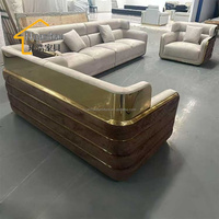 Ensemble de canapés sectionnels modernes de luxe au design italien, revêtement en tissu velours beige pour salon, villa et hôtel, couleur personnalisable