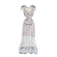 Robe midi élégante pour femme, col à revers, col en V, manches courtes, dentelle florale, coupe ajustée, pour soirée cocktail d'été