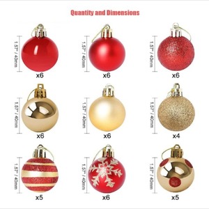 4cm <b>Christmas</b> Ball Decorations Plated Pendant <b>Tree</b> Paintball Flower Wedding Gift <b>Box</b> with 50 Fashionable Plastic Pendants Charms - Product Image 2