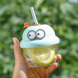 Schattige Mini Ins Stro Glazen Beker Voor Koffie Of Water High-Value Trendy Cartoon Design Voor Koppels - Product Image 5
