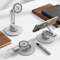 Support de téléphone portable pliable en aluminium rotatif à 360 degrés avec suivi intelligent et ajustement magnétique à 360 degrés