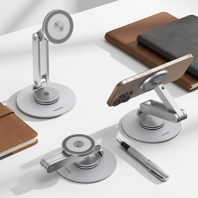 Portable 360 Degree Rotatable Aluminum Foldable Phone Stand Smart Tracking 360 Degree Adjustment Magnetic Phone Holder