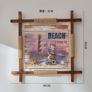Mediterráneo <span class=keywords><strong>Vintage</strong></span> desgastado 3D relieve pintura 45cm marco de <span class=keywords><strong>madera</strong></span> maciza arte de pared grabado a mano decoración del hogar - Product Image 5