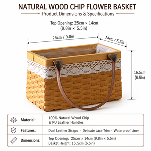 Cesta <span class=keywords><strong>de</strong></span> Almacenamiento <span class=keywords><strong>de</strong></span> Astillas <span class=keywords><strong>de</strong></span> Madera <span class=keywords><strong>de</strong></span> Fábrica, Cesta <span class=keywords><strong>de</strong></span> <span class=keywords><strong>Flores</strong></span> Tejida a Mano <span class=keywords><strong>con</strong></span> Forro Impermeable para Decoración del Hogar y Exhibición en Fiestas - Product Image 4