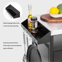 Carrito de Barbacoa Móvil para Exteriores con Superficie de Acero Inoxidable 403, Mesa de Preparación para Barbacoa con Puerto de Acceso para Manguera de Gas para Barbacoa en el Patio Trasero
