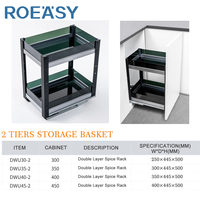 ROEASY Étagère d'assaisonnement à 2 étages en verre trempé, grande capacité, 3 couches, étagère à épices pour le rangement de la cuisine
