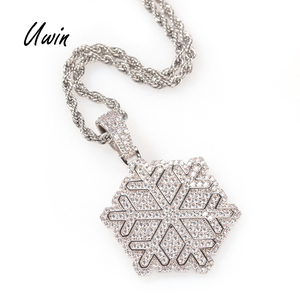 Shemuautomne — pendentif flocons de neige unisexe, bijoux en couleur argent et or, pour noël, Hip Hop, rappeur <span class=keywords><strong>DJ</strong></span> - Product Image 1