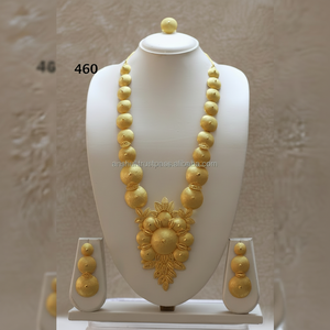 Beaux ensembles de bijoux de mariée plaqués or africain pour cadeau de fête de mariage ou fiançailles Type de matériel en or jaune - Product Image 1