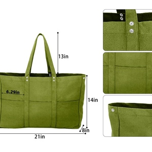 Sacs fourre-tout recyclés personnalisés, nouvelle mode, grand sac fourre-tout en toile avec logo imprimé - Product Image 3