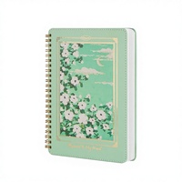 Carnet à spirale floral mignon A5 en cuir PU, couverture rigide, 140 pages lignées, journal, agenda, cadeau pour femme, fournitures scolaires, bureau, spirale