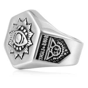 yunnique <b>Titanium</b> Steel Freemason Eye <b>Ring</b> Geometric Design Men's Punk Jewelry Gift 210177 - Product Image 3