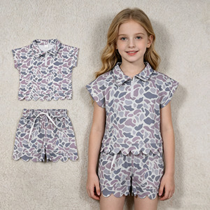 Conjuntos de Ropa para Niñas RTS Boutique, Camuflaje de Caza, Flores de Jardín, Color Sólido, Estilo Hermana, Verano, Nuevo, Borde Festoneado - Product Image 1