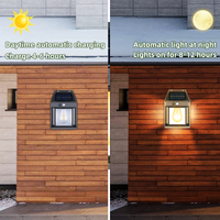 Lampe murale à capteur de mouvement à énergie solaire avec réglage de luminosité double pour clôture, patio, terrasse