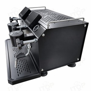 Machine à café professionnelle à pompe rotative - Double groupe 9 bars, triple chaudière 4600W pour cafés et restaurants avec alimentation automatique en eau - Product Image 3