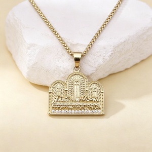 Collier Pendentif La Cène en Acier Inoxydable Plaqué Or avec Strass, Religieux Jésus Douze Apôtres, Chaîne Corde Hip Hop pour Hommes - Product Image 5
