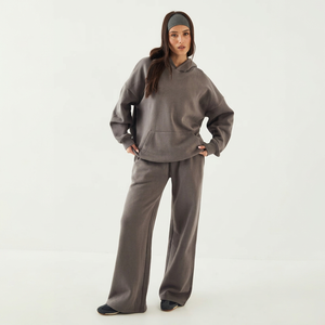 <b>Women</b> Oversized Charcoal Hoodie Tracksuit <b>Set</b> with Wide Leg Sweatpants Casual Pullover Hooded Loungewear <b>Jogger</b> Suit For <b>Women</b> - Product Image 6