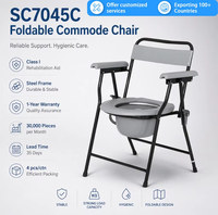 Chaise de toilette pliable pour personnes âgées à mobilité réduite, chaise de toilette de chevet avec accoudoirs rembourrés, équipement de sécurité pour la salle de bain