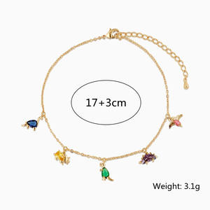 Nuevo Collar de Cadena con Diseño de Dibujos Animados, Joyería de Oro de 18K, Collar de Animal, Pequeño <span class=keywords><strong>Dinosaurio</strong></span>, Pulsera, Tobillera - Product Image 5