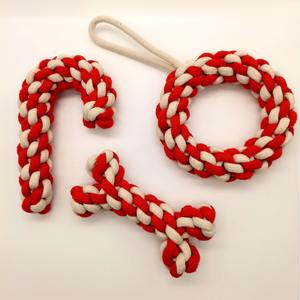 Vente en gros <span class=keywords><strong>de</strong></span> produits pour animaux domestiques Nettoyage des dents Mâcher Durable Coton Corde Jouet Noël Chien Jouets Ensemble - Product Image 2