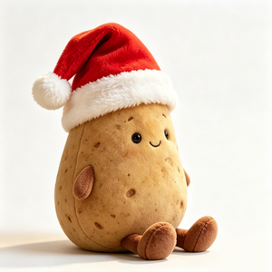 Customize Potato stuffed <b>animal</b>, Cute potato plushier, Holiday potato toy, Santa <b>hat</b> potato plush - Product Image 2
