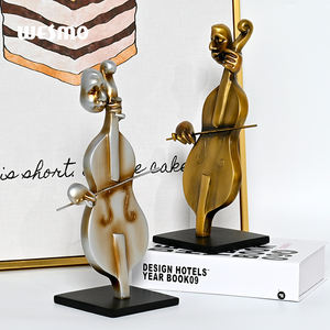 Escultura de Arte Abstracto figura cobriza escultura regalo violonchelista tema musical recuerdo estatuas de resina para oficina Hotel hospitalidad - Product Image 2