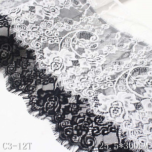 Tessuto francese in pizzo Chantilly largo 26cm 100% Nylon per <span class=keywords><strong>donna</strong></span> pizzo bianco per ciglia - Product Image 1