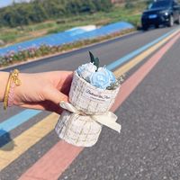 Mini bouquet de 11 cm, roses dégradées bon marché, fleurs de savon rose et bleu, cadeau pour la Saint-Valentin, cadeau d'anniversaire