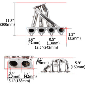 Kit de colector de escape de acero inoxidable para Honda Civic 88-00, mejora del motor serie D - Product Image 3