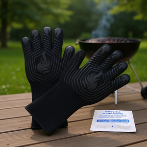 Gants de four Db 1472f, mitaines en silicone résistantes à la chaleur pour barbecue, antidérapantes, lavables, accessoires de barbecue - Product Image 2