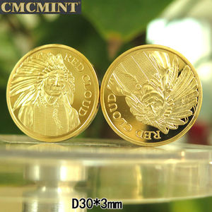 Metal personalizado giratorio redondo recuerdo 3 redondo 1/2 Oz 100 molinos chapado en oro indio "Nube Roja" redondo - Product Image 5