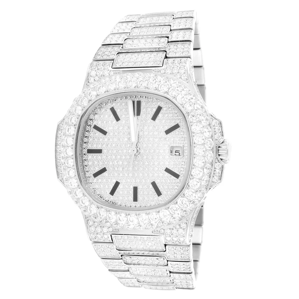 Mode Golduhr wasserdicht Moissanit Diamantuhren Herren Armbanduhr mechanische Uhr