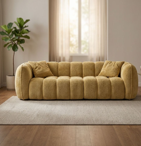 Modern Tufted Living Room <b>Sofa</b> Curved Upholstered Couch Plush Texture Lounge Seating <b>for</b> Apartment Villa - Product Image 4
