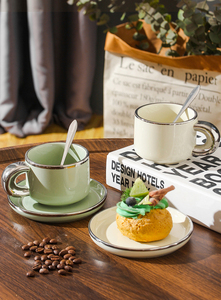 Elegante Set Tazza da Caffè in Ceramica con Bordo Argentato, Piattino e Cucchiaino, Tazza da Tè in Porcellana per Casa, Caffetteria, Matrimoni, Tè Pomeridiano, Regalo - Product Image 3