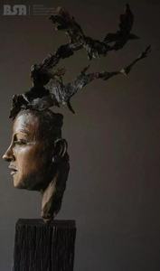 청동 주물 인간 얼굴 조각상 추상 청동 얼굴 조각 호텔 장식용 청동 금속 사람 얼굴 조각 - Product Image 3