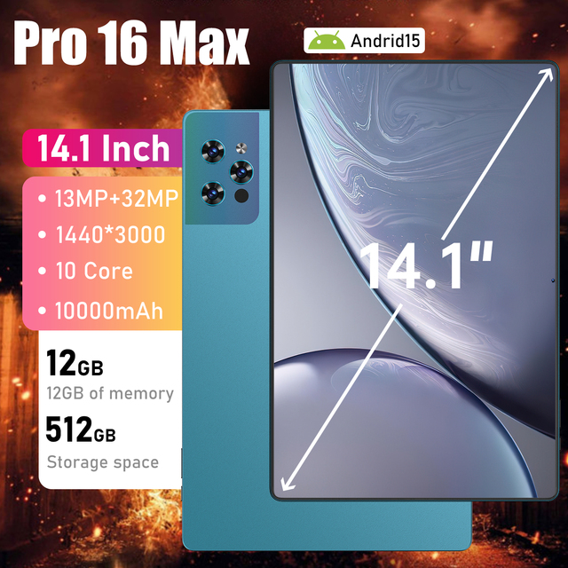High Configuration Hot Sale 12+512gB 14.1 Inch Tablet PC High-quality WiFi 4G Network Business Working Adults Kids Tablet