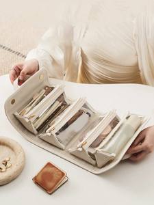 กระเป๋าเครื่องสำอางผู้หญิงแบบพับได้ PU แบบพกพาความจุขนาดกลาง 4-in-1 สำหรับเดินทางกันน้ำได้พรีเมี่ยมสำหรับชุดด็อปป์คิท - Product Image 2