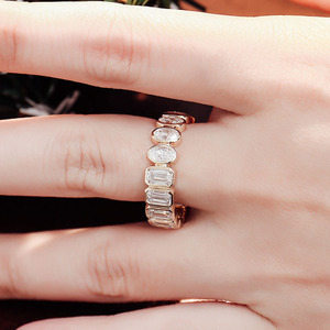 Thời trang 18K 14k 10k trứng vàng hình + Ngọc Lục Bảo Cherokee kim cương lót vòng với đầy đủ kim cương, 6-Carat retro vòng thanh lịch - Product Image 6