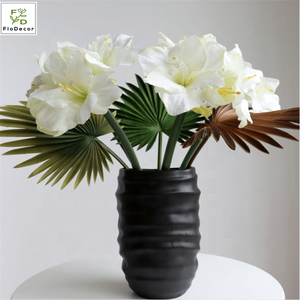 Haute qualité 3 têtes soie <span class=keywords><strong>Amaryllis</strong></span> fleurs pour noël mariage décoration <span class=keywords><strong>de</strong></span> la maison rouge Orange blanc - Product Image 3