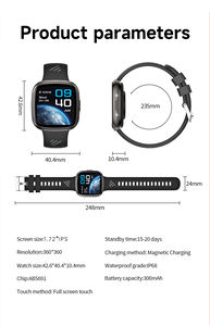 Montre connectée intelligente carrée IPS HT31, très vendue, avec suivi de la santé et du fitness, écran de 1,72 pouce, lampe de poche, compatible Android - Product Image 6