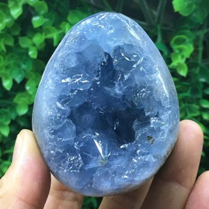 Bán buôn Chất lượng cao tự nhiên màu xanh celestite cụm nguyên tinh thể màu xanh celestite geode druzy - Product Image 4