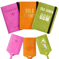 Porte-passeport et étiquette de bagage ensemble en cuir Pu étui à passeport couverture portefeuille luxe mince voyage porte-passeport pour hommes femmes