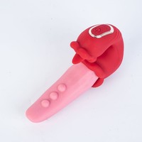 Weiblicher Simulations-Vibrator mit Zungenleck- und Vibrationsfunktion, Wiederaufladbar, Klitoris-Stimulation, G-Punkt-Orgasmus, Starke Schockvibrationen