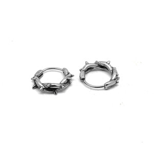 Pendientes de aro Yunnique de acero de titanio con diseño geométrico de púas para hombre y mujer, a la moda - Product Image 2