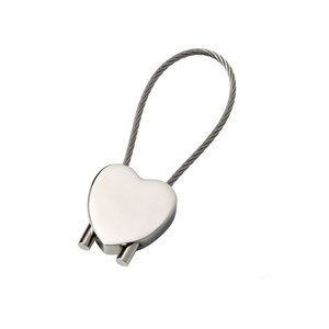 Portachiavi in Lega a Forma di Cuore con Cavo, Portachiavi in Metallo Personalizzato alla Moda, Stile Vintage Cartoonesco - Product Image 1